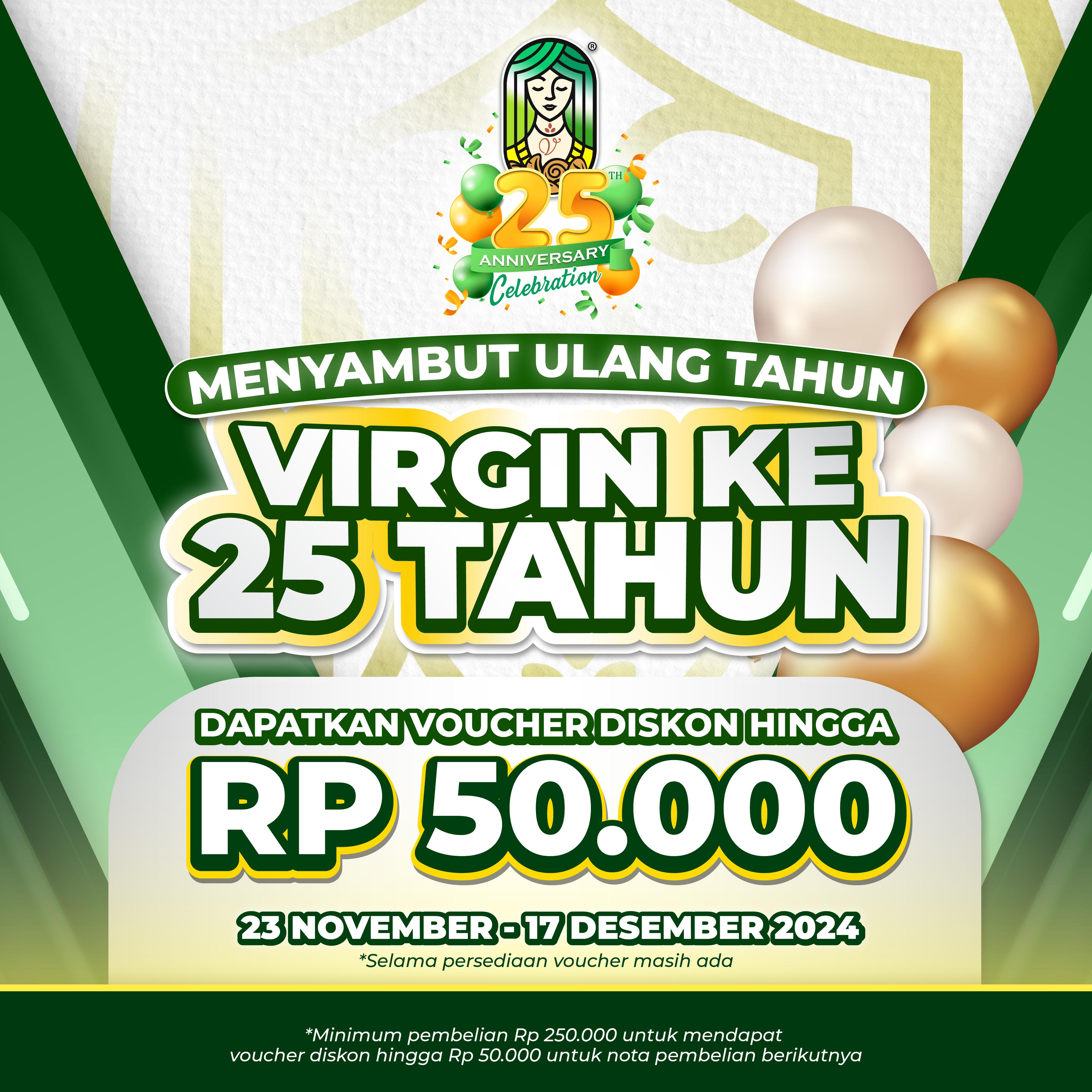 Voucher CASHBACK Special Ulang Tahun Virgin! 
